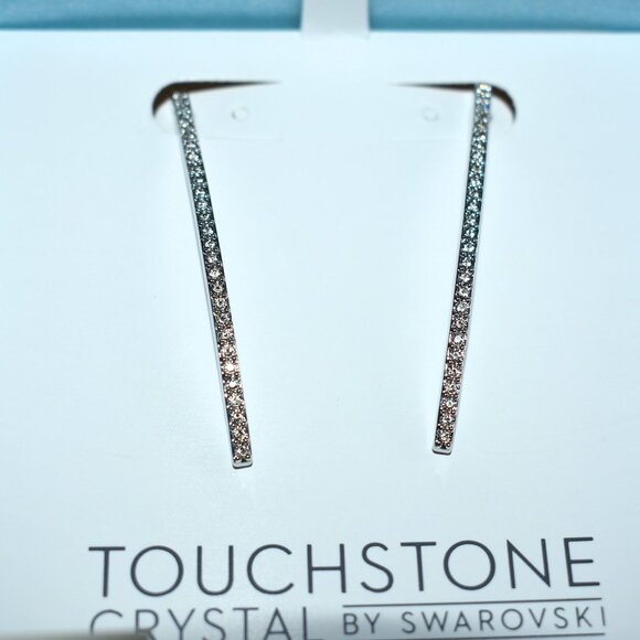 Touchstone Crystal by Swarovski Curved Bar Earrings 1095E New in Box - Picture 1 of 4